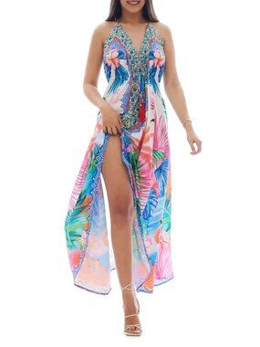 Ranee's Ranees OS Women's Flaming Maxi Dress Beach Coverup Resort